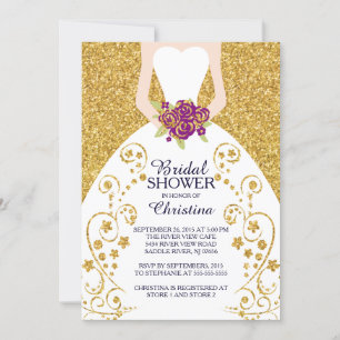 Beautiful Bride Glitter Bridal Shower Invitation