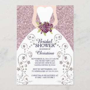 Beautiful Bride Glitter Bridal Shower Invitation