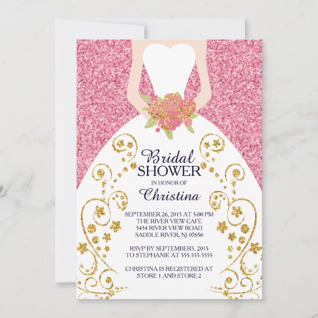 Beautiful Bride Glitter Bridal Shower Invitation (Front)