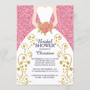 Beautiful Bride Glitter Bridal Shower Invitation