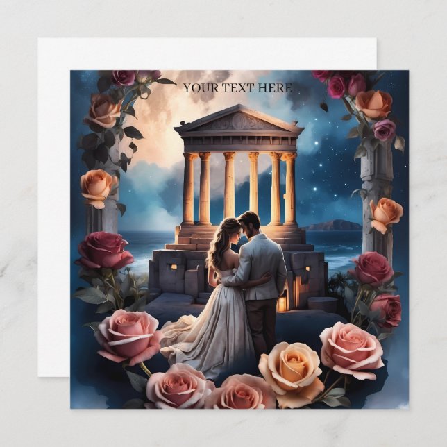 Beautiful Bride & Groom Standing by the Sea (Front/Back)