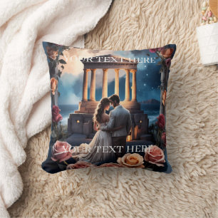 Beautiful Bride & Groom Standing by the Sea Cushion