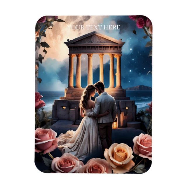 Beautiful Bride & Groom Standing by the Sea Magnet (Vertical)