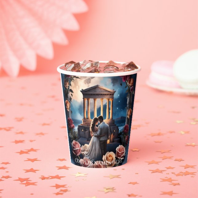 Beautiful Bride &amp; Groom Standing by the Sea Paper Cups (Insitu)