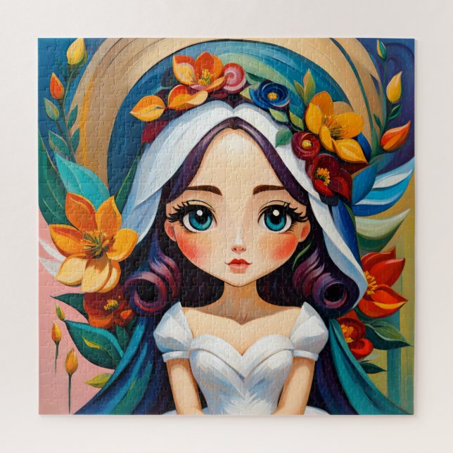 Beautiful bride in painting jigsaw puzzle (Vertical)