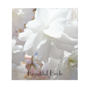 Beautiful Bride notepads White Blossoms Flowers