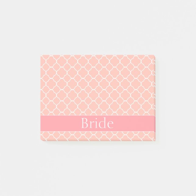 Beautiful Bride Pink and White Post-it Notes (Front)