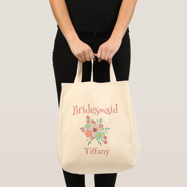 Beautiful Bridesmaid Floral Tote Bag (Front (Product))
