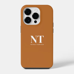 Beautiful bright caramel with modern white text iPhone 14 pro case