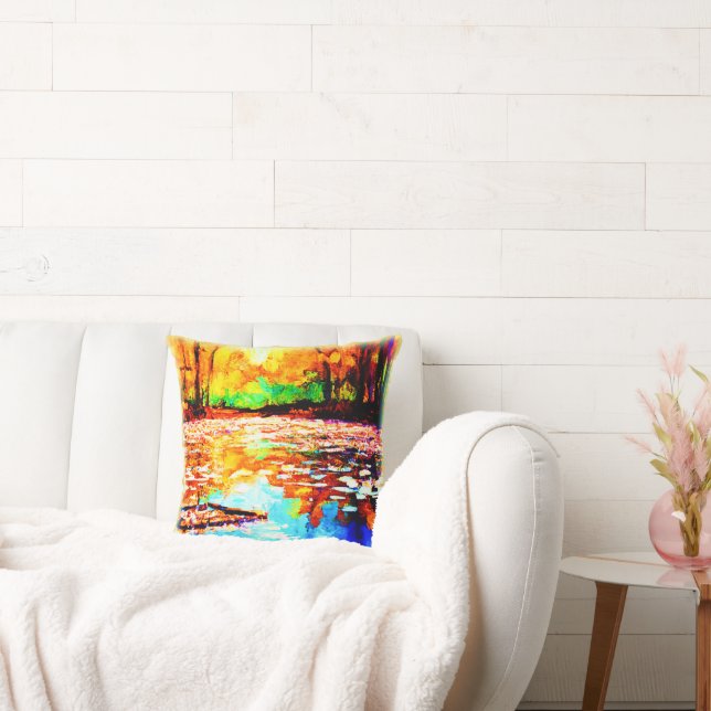 Beautiful Bright Coloured Orange Forest. Buy Now Cushion (Couch)
