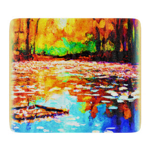Beautiful Bright Coloured Orange Forest. Buy Now Cutting Board