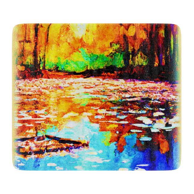 Beautiful Bright Coloured Orange Forest. Buy Now Cutting Board (Front)