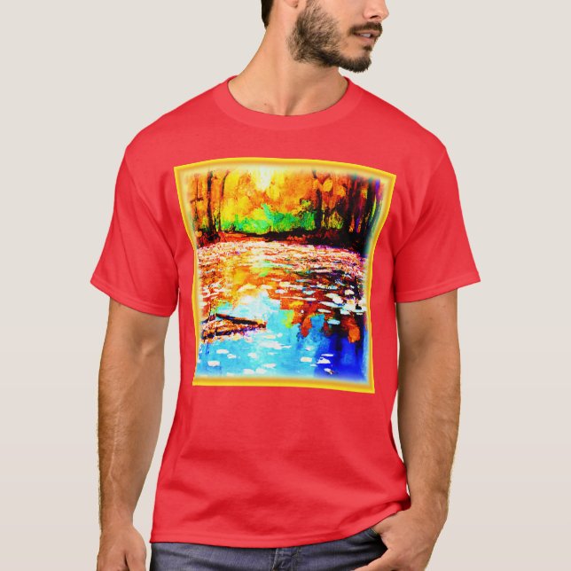 Beautiful Bright Coloured Orange Forest. Buy Now T-Shirt (Front)