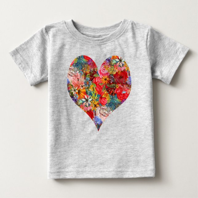 Beautiful Bright Colourful Abstract Floral Pattern Baby T-Shirt (Front)