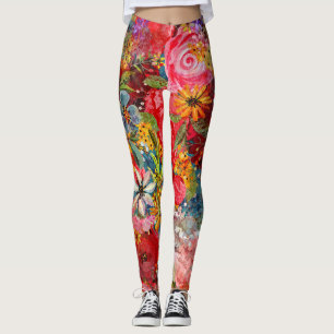 Beautiful Bright Colourful Abstract Floral Pattern Leggings