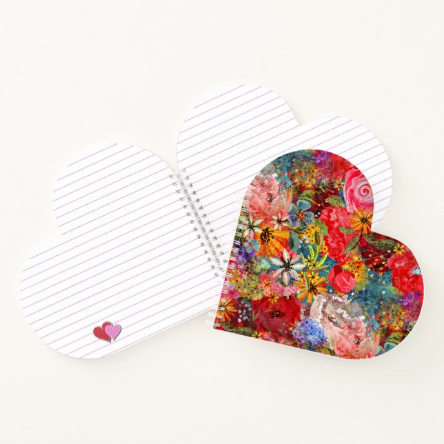 Beautiful Bright Colourful Abstract Floral Pattern Notebook (Inside)