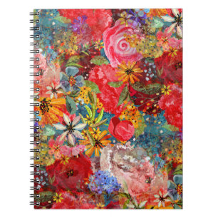 Beautiful Bright Colourful Abstract Floral Pattern Notebook