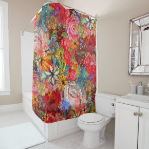 Beautiful Bright Colourful Abstract Floral Pattern Shower Curtain