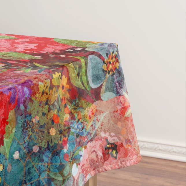 Beautiful Bright Colourful Abstract Floral Pattern Tablecloth (In Situ)