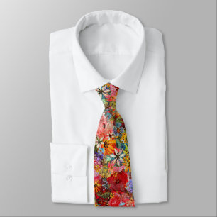 Beautiful Bright Colourful Abstract Floral Pattern Tie