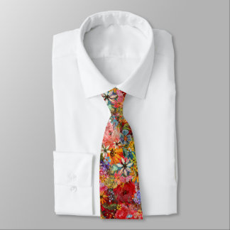 Beautiful Bright Colourful Abstract Floral Pattern Tie