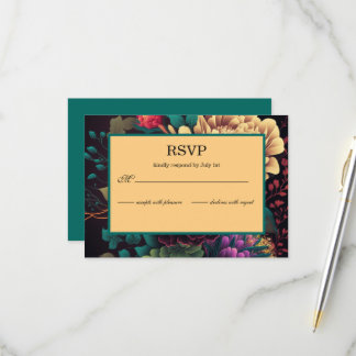 Beautiful Bright Floral Wedding RSVP Card