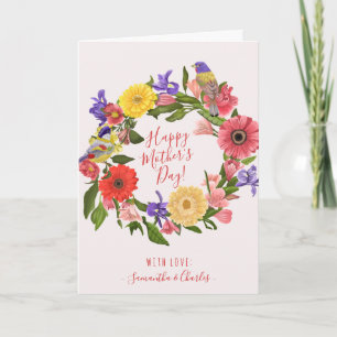 Beautiful Bright Floral Wreath Happy Mother's Day Card