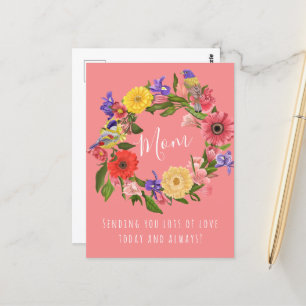 Beautiful Bright Floral Wreath Happy Mother's Day  Postcard
