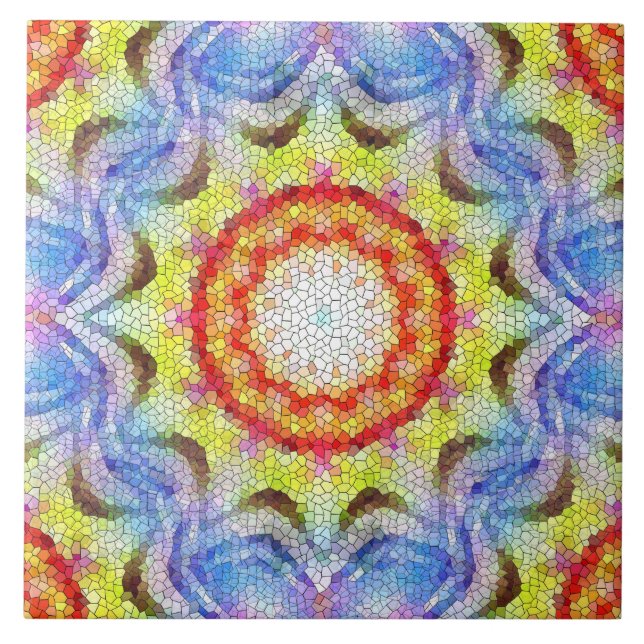 Beautiful Bright Mosaic Tile Sun Flower (Front)