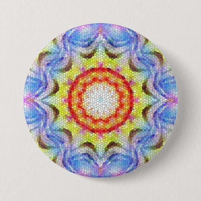 Beautiful Bright Mosaic Tile Sun Flower 7.5 Cm Round Badge (Front)