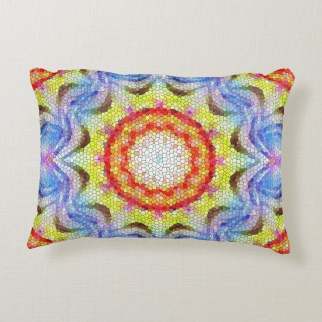 Beautiful Bright Mosaic Tile Sun Flower Decorative Cushion (Back)