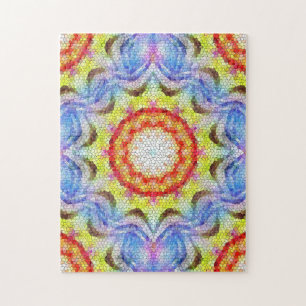 Beautiful Bright Mosaic Tile Sun Flower Jigsaw Puzzle