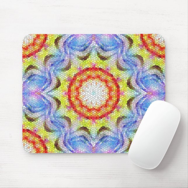 Beautiful Bright Mosaic Tile Sun Flower Mouse Pad (With Mouse)
