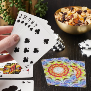 Beautiful Bright Mosaic Tile Sun Flower Playing Cards