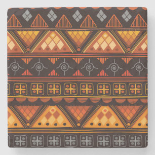 Beautiful Bright Multi-Colour Aztec Pattern Stone Coaster