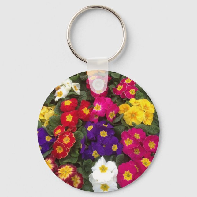 Beautiful Bright Polyanthus flowers Key Ring (Front)