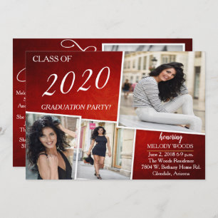 Beautiful Bright Red Graduation Invitation