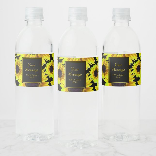 Beautiful Bright Yellow Sunflower - Any Occasion Water Bottle Label (Bottles)