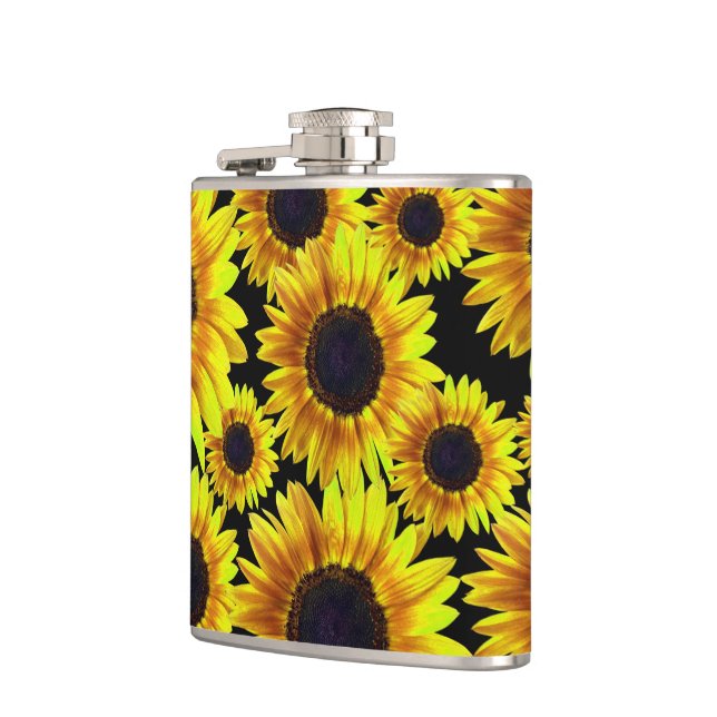 Beautiful Bright Yellow Sunflower - Hip Flask (Left)