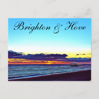 Beautiful Brighton and Hove Beach & Sunset Postcard
