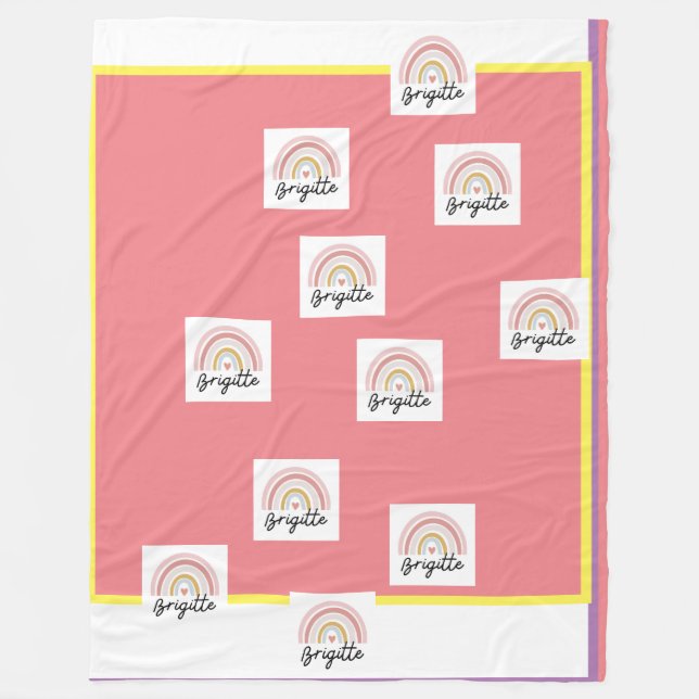 Beautiful Brigitte with Rainbow  fleece blanket. (Front)