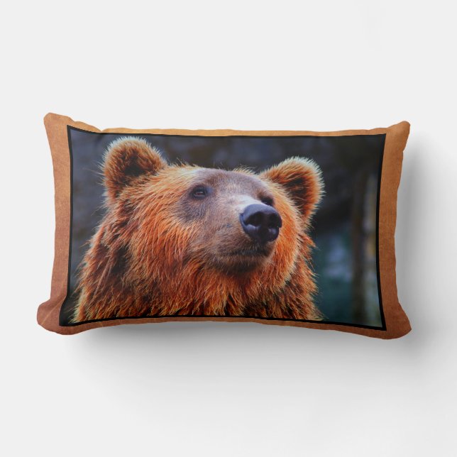 Beautiful Brown Bear Portrait Wildlife Photo Lumbar Cushion (Front)
