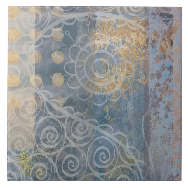 Beautiful brown blue pattern industrial loft style ceramic tile (Front)