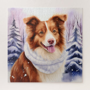 Beautiful Brown Border Collie Dog Jigsaw Puzzle