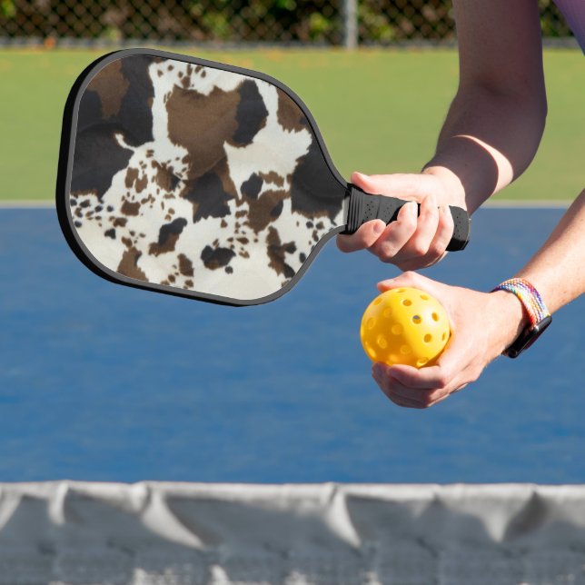 Beautiful Brown Cow Print Faux Suede Look  Pickleball Paddle (Insitu)