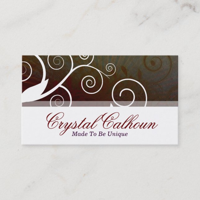 Beautiful Brown Curly Customisable Business Card (Front)