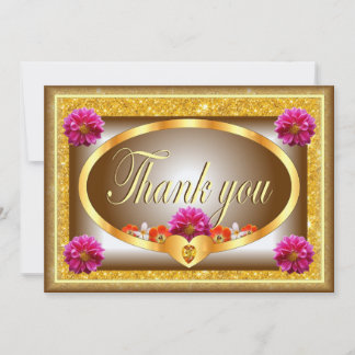 Beautiful brown floral design thank you card