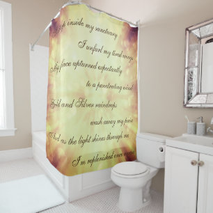 Beautiful Brown / Gold Cleansing Mantra design Shower Curtain