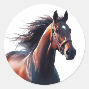  Beautiful Brown Horse Custom Name  Classic Round Sticker