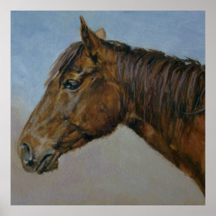 Beautiful Brown Horse Portrait Poster